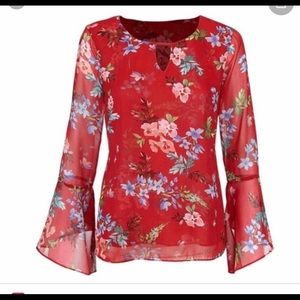 Cabi Devoted Red Bell blouse.